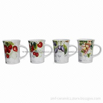 13oz Ceramic Trumpet Mugs with Decal, Various Colors are Available
